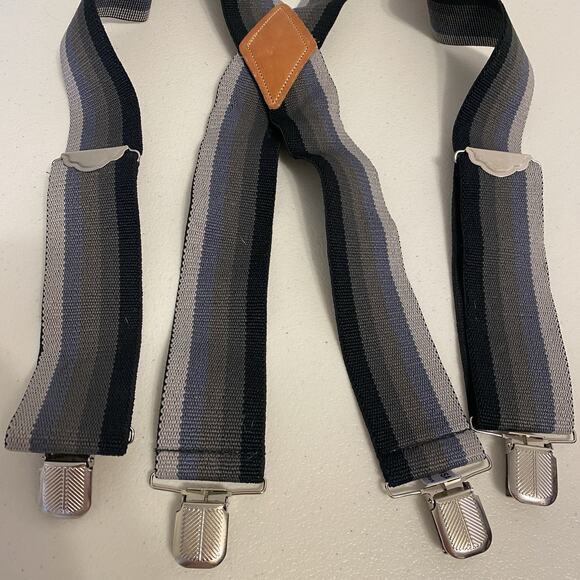USA Made Men's Utility Classic Suspenders Black Pastel Flex 2" Elastic Clip On - Picture 3 of 5